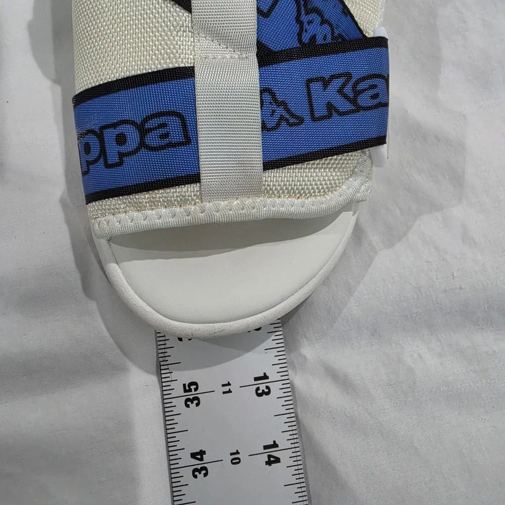 Kappa 222 Banda Mitel 1 Sandals Mens 12 White Blue Good Logo Tape Buckle Slides